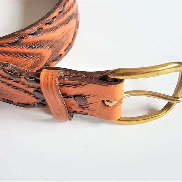 Tony Lama leather waist belt. - Picture 2 of 4